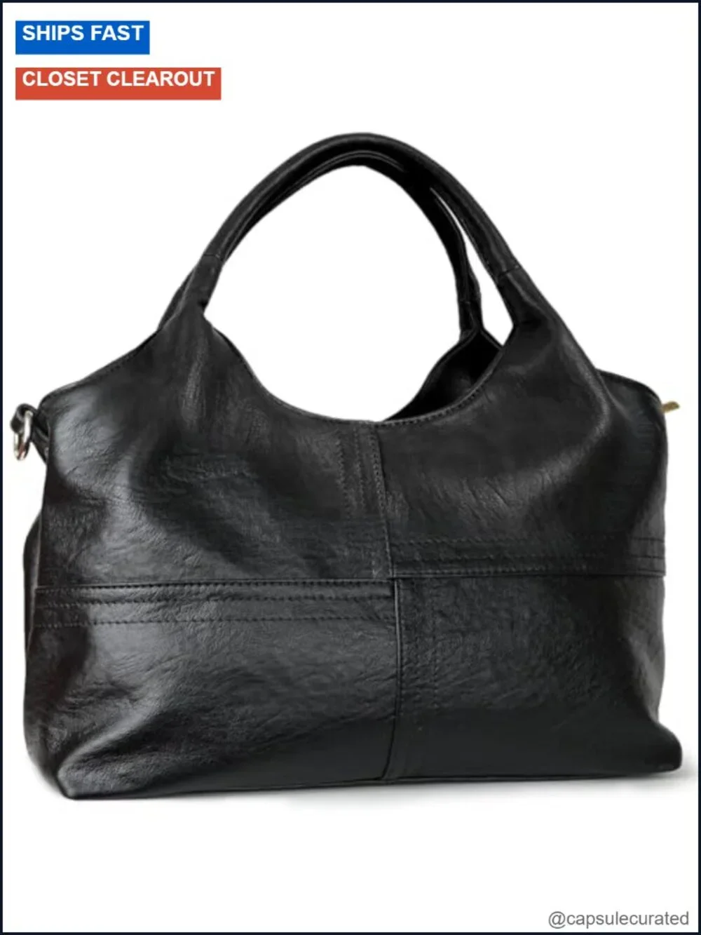 Vegan Leather Hobo Tote Handbag with Satchel Strap, Women's Medium Purse